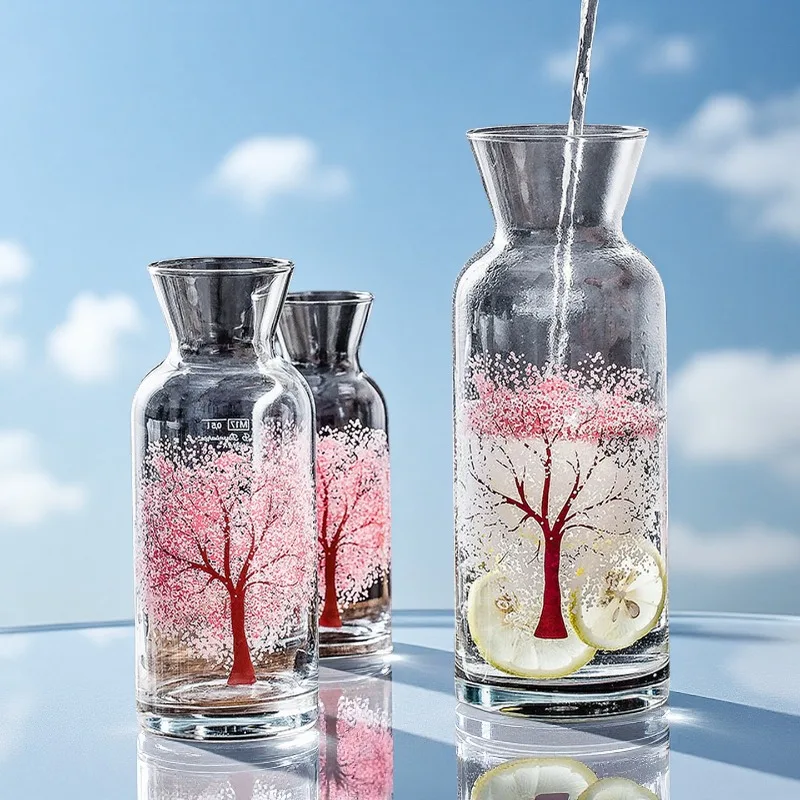 

Набор стеклянных бутылок для воды, меняющих цвет, для домашнего использования, включая портативную чашку, бутылку для сока и бутылку для холодной воды.