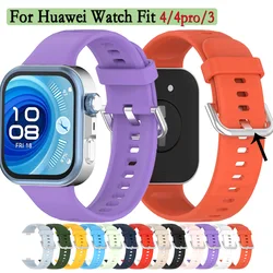 Strap For Huawei Watch Fit 4/ Fit 4pro/ Fit 3 Soft and Durable Silicone Watchband Adjustable Wristband With Silvery Metal Buckle