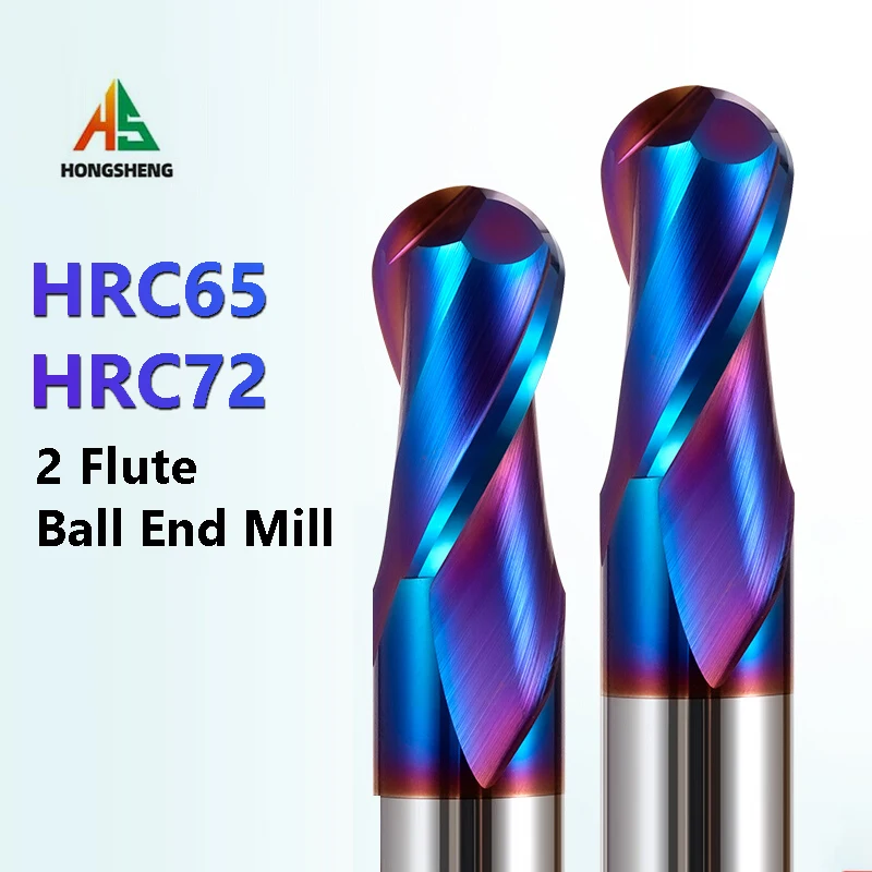 HRC65 HRC70 High Hardness Ball Nose End Mill Tungsten Carbide Cutter CNC Router Bit Milling Tool R0.5 6mm 8mm 10mm 12mm Metal