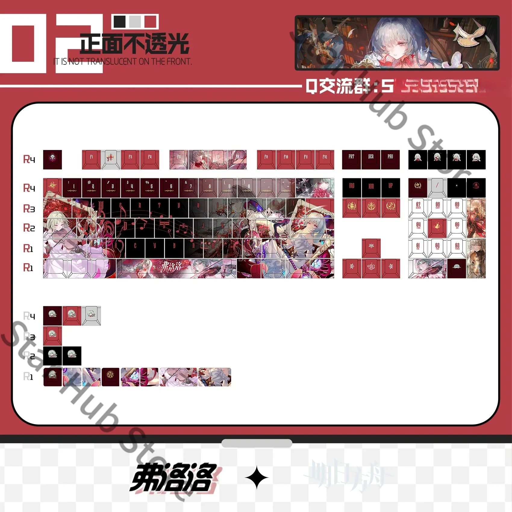 Wuthering Waves Phrolova Cosplay Anime PBT Keyboard Cap Kforce Front Light Transmission Original Keycap Desktop Ornament Game