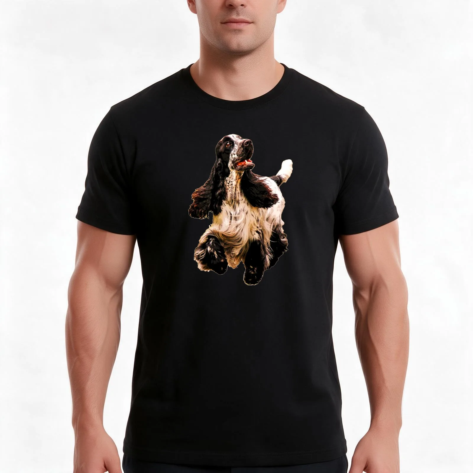 Cocker Spaniel on a merry dog walk T-Shirt, Summer Casual Cotton Tee, Oversized Streetwear Tops, Vintage Graphic Print
