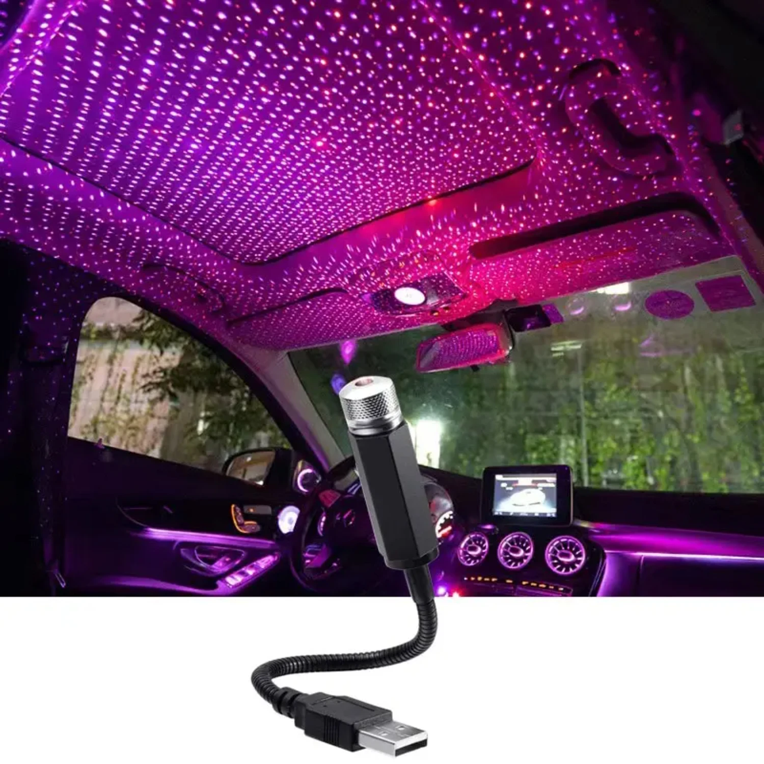 Mesmerizing Bright LED Starry Sky Lamp for Car Interior - Upgrade Your Surroundings with Stunning Atmosphere! Powered by 5V USB,