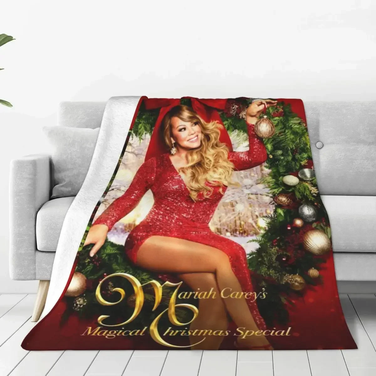

Mariah Carey Super Warm Blankets Singer Christmas Gift Camping Bedding Throws Winter Print Flannel Bedspread Sofa Bed Cover