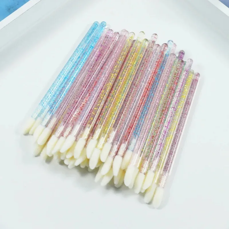 50 stücke Lippen Pinsel Make-Up Mascara Zauberstab Kristall Lippenstift Micro Pinsel Applikatoren Reiniger Lippenstift Zauberstäbe Lash Werkzeuge