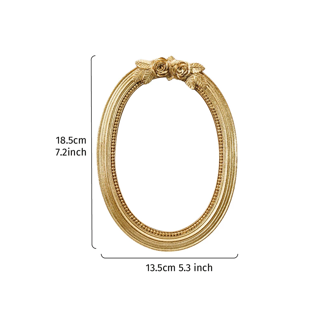 Oval Resin Photo Frame In Gold Finish, Classic Vintage Design For 6-8 Inch Photos And Home Display For Living Room Bedroom