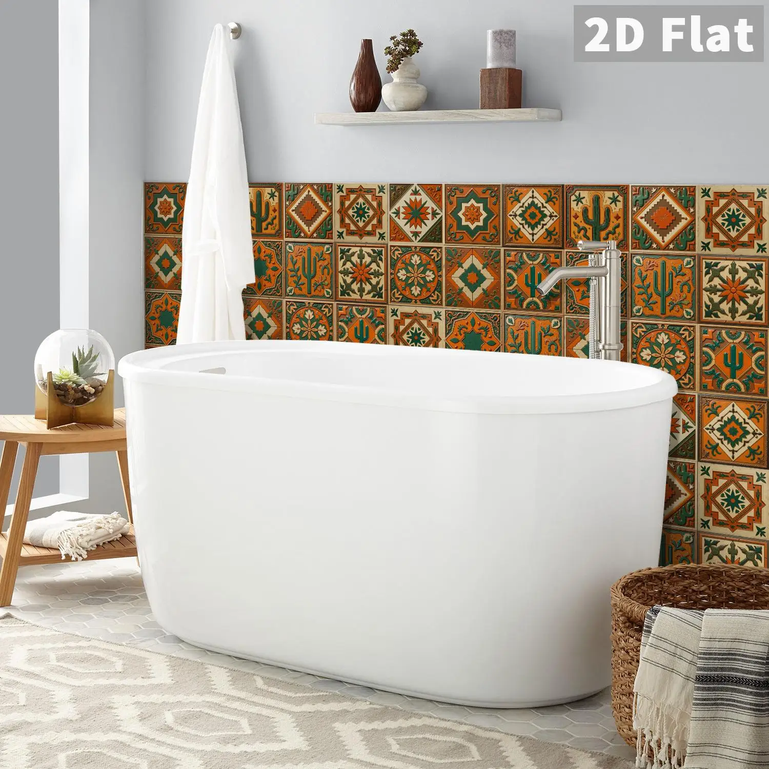 Mexikanischer Stil Geprägte Keramikfliesen-Aufkleber für Küche, Bad, Wohnzimmer, Selbstklebende Dekorative Sticker – Detail 7