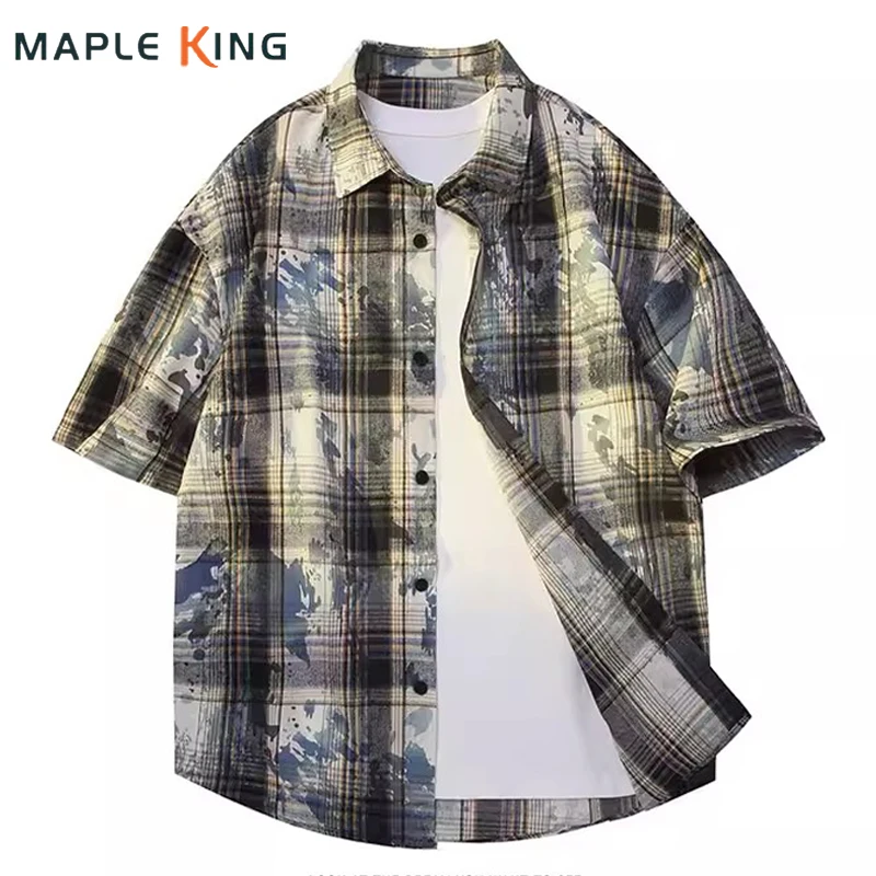

Harajuku Tie Dye Printed Plaid Shirts for Men Women Oversized Cardigans Shirt Moda Masculina 2026 New Loose Camisa Hippie Hombre