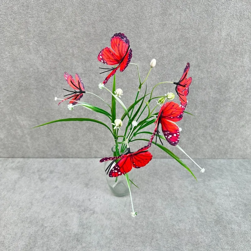 10 Stück künstliche Seidenblumen, weiße Iris mit Fransen, DIY-Requisiten für Fotoshootings, künstlicher Blumenstrauß, 5-gliedrige Schmetterlingssträuße – Detail 9