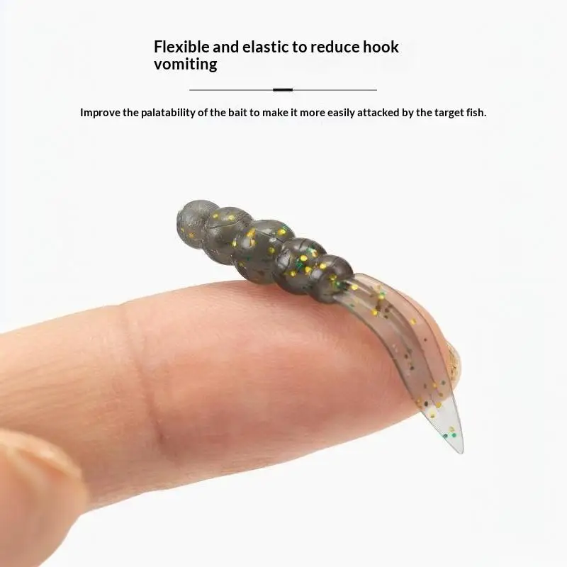 20Pcs New Mini Soft Fishing Lure 0.3g 35mm Silicone Willow Bait For Bass Carp Rockfishing Tackle