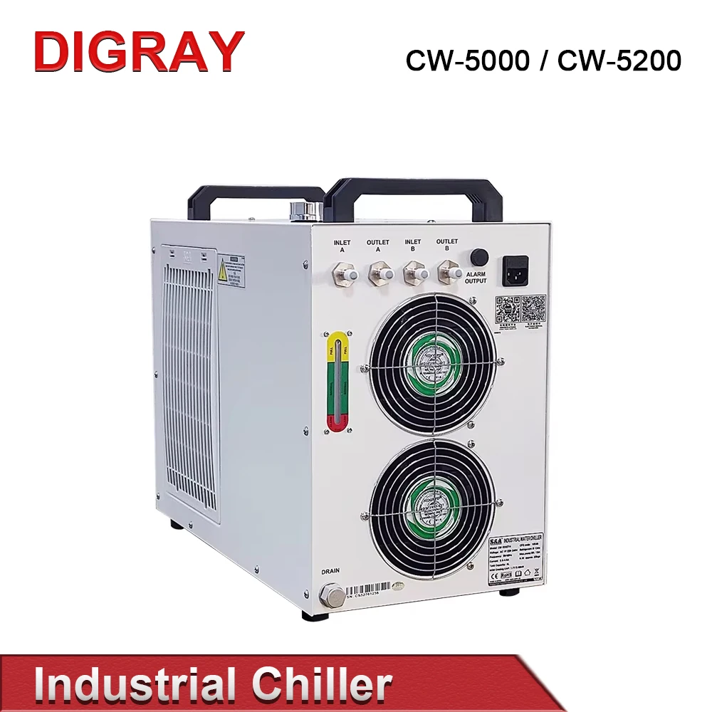 DIGRAY S & A CW5000 CW5200 CW5202 صناعة مبرد المياه لآلة قطع النقش بالليزر CO2 تبريد 80 وات ~ 150 وات أنبوب ليزر