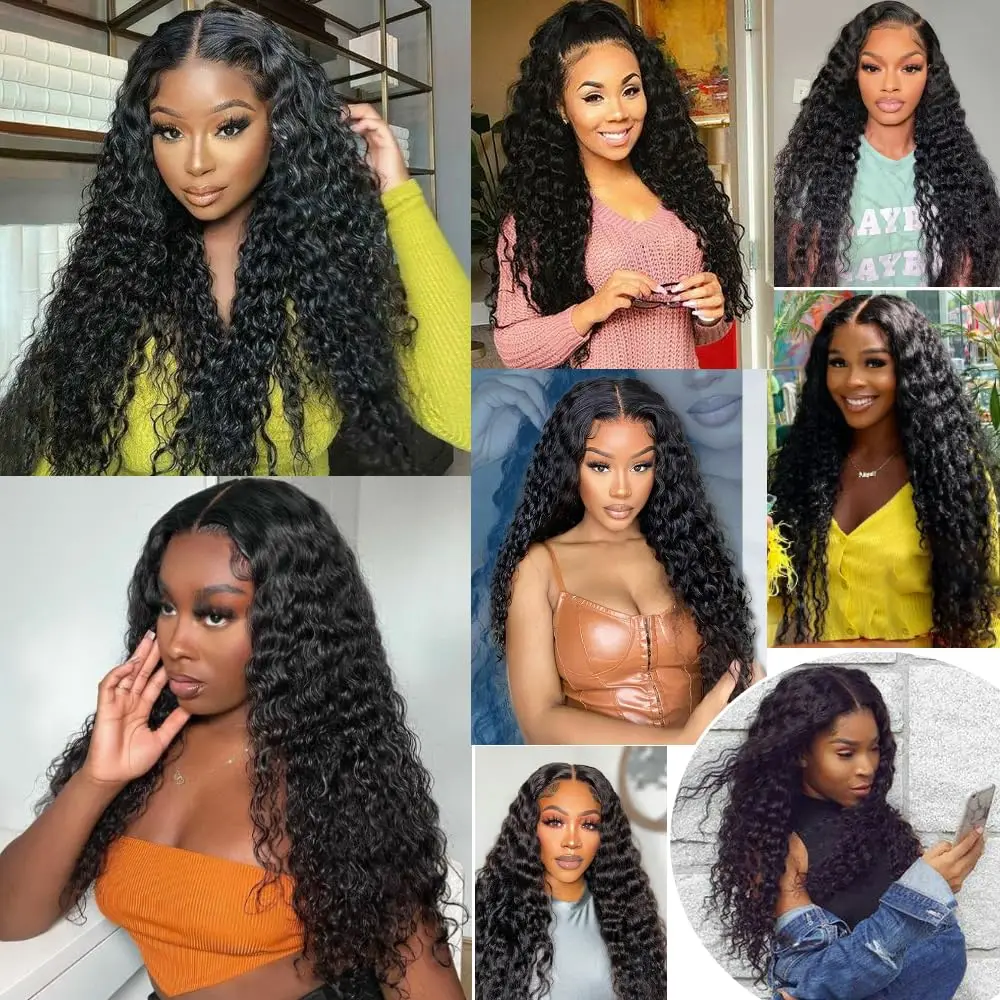 Aricabin Brazilian Deep Wave Bundles With Closure Remy Natural Weaves Human Hair Deep Curly Wave 3/4 Bundles With Lace Closure