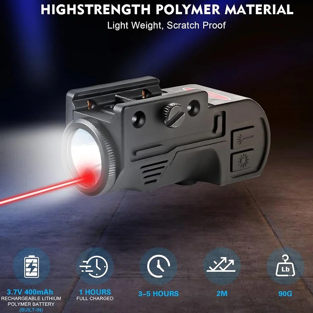 Tactical Weapon Gun Light Laser Flashlight Airsoft Pistol Handgun Rifle Flash Light 500 Lumens Hunting Strobe Flashlight