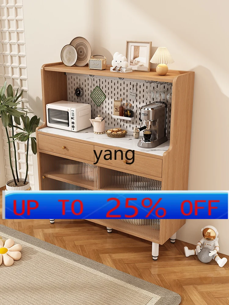 

LMMsolid wood dining side cabinet storage kitchen microwave oven storage side cabinet with feet against the wall storage cabinet