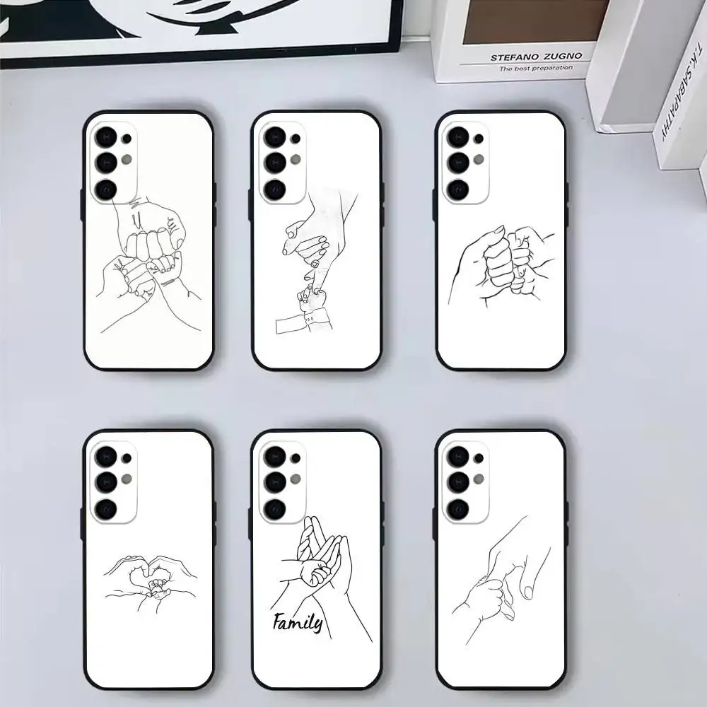 

Baby Mom Dad Family Hand Phone Case For Samsung S25,S24,S21,S22,S23,S30,Ultra,S20,Plus,Fe,Lite,Note,10,Black Cover