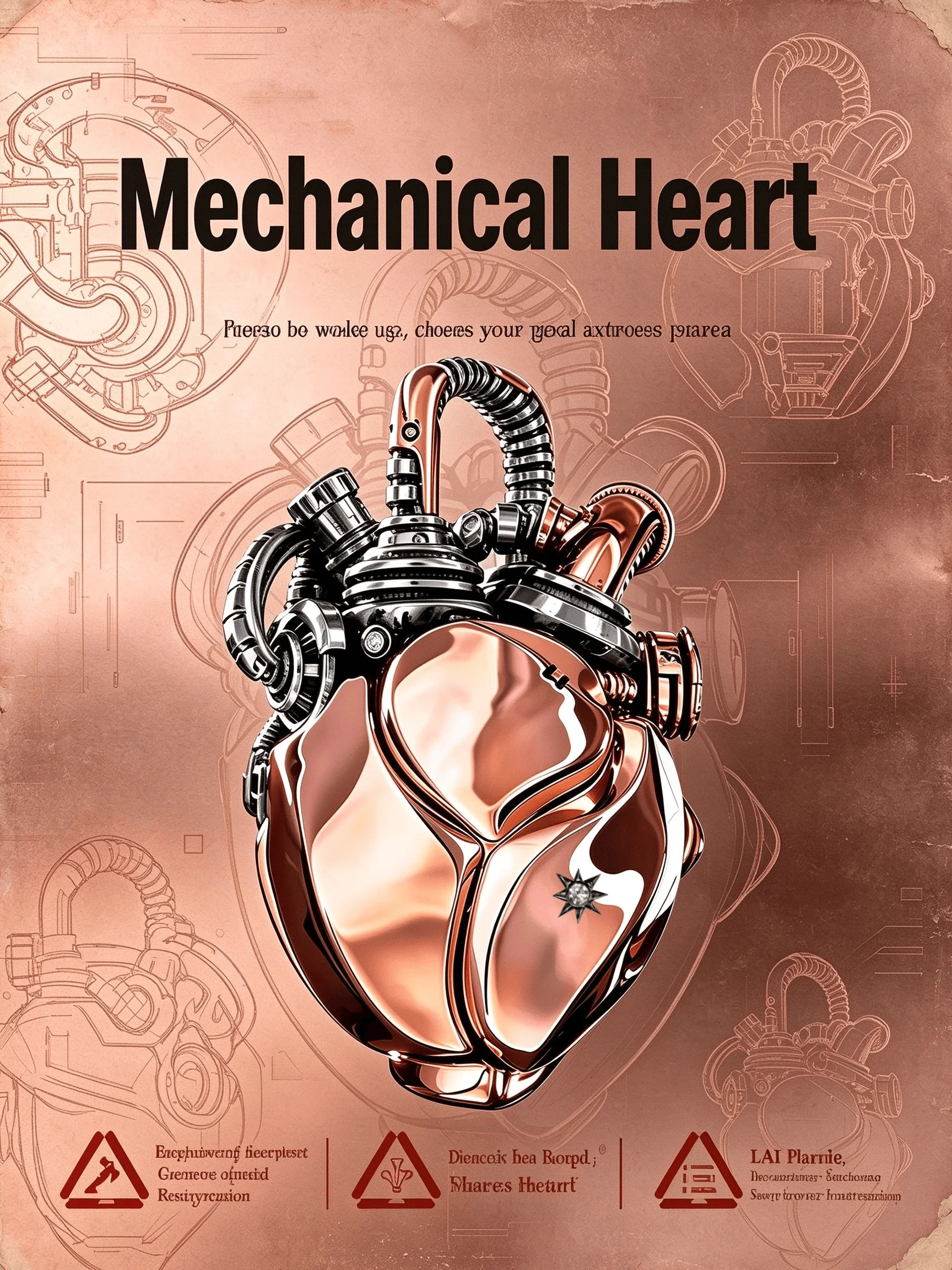 Steampunk Mechanical Heart Pendant Necklace Copper Tone Hand-Assembled Solid Metal Alloy Collectible Jewelry Gift for Men Women