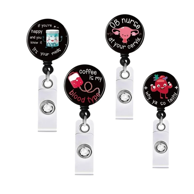 1Pc Quality Retractable Nurse Doctor Badge Holder Fashion Stethoscope Love Heart Keychains Lanyard ID Card Holder