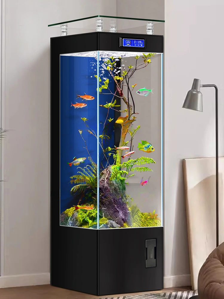 Super White Glass Fish Tank Living Room Vertical Floor Intelligent Ecological Change Water Aquarium