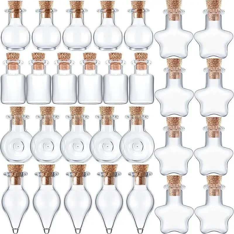 5/10pcs Small Cute Mini Cork Stopper Glass Bottles Vials Jars Containers Small Wishing Bottle Glass With Cork Stopper