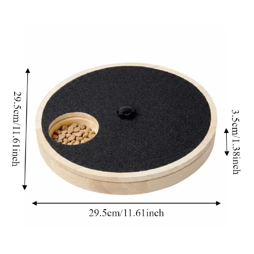 Rotating Dog Scratching Board Round Non-Slip Dog Nail Grinding Pad Solid Wood with Treat Box Dog Nail File Toy for Dogs 6