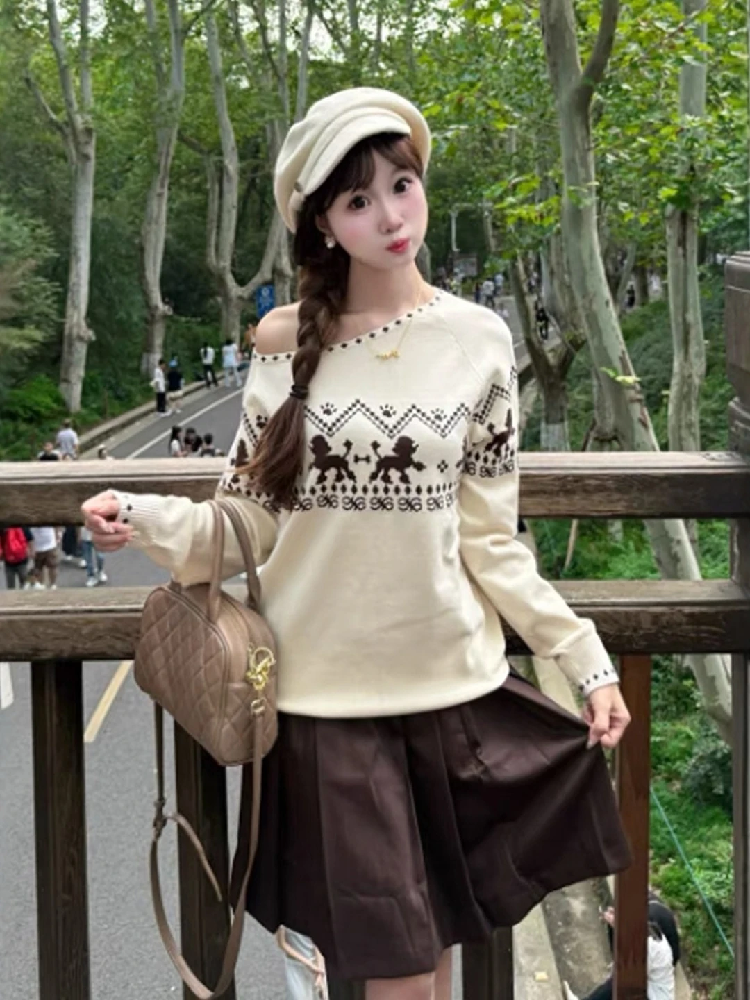 الرجعية معرض جزيرة قبالة الكتف سترة المرأة فضفاضة كسول Sle ملابس خارجية الخريف الشتاء ألياف البوليستر طويلة Sve محبوك irt #5