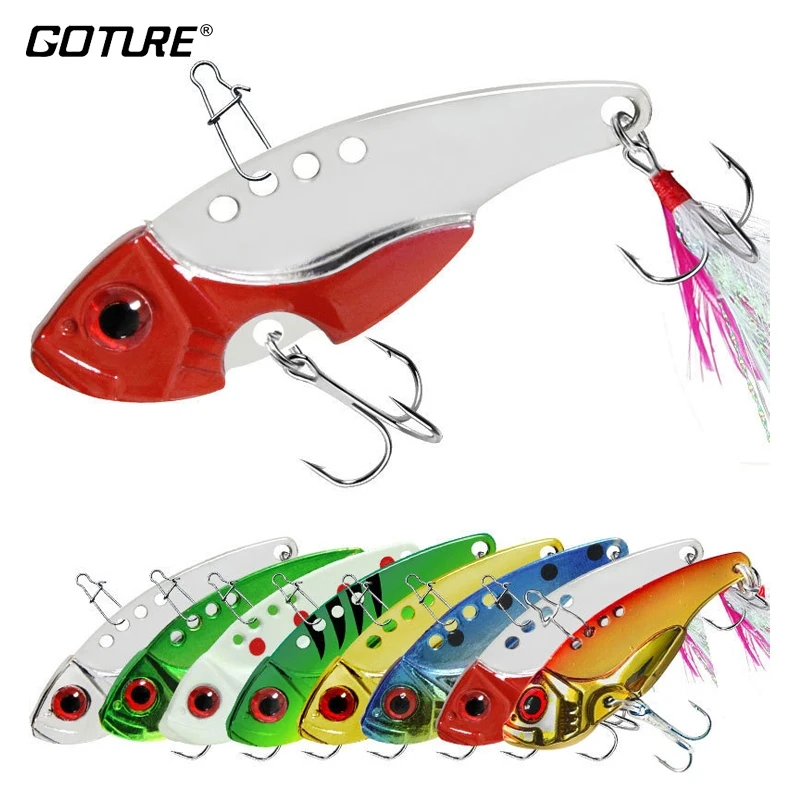 Goture 1Pcs Winter Metal VIB Spinner Spoon Fishing Lure 7g 10g 12g Jigs Vibration Artificial Bait Trout Bass Lure Pesca Tackle