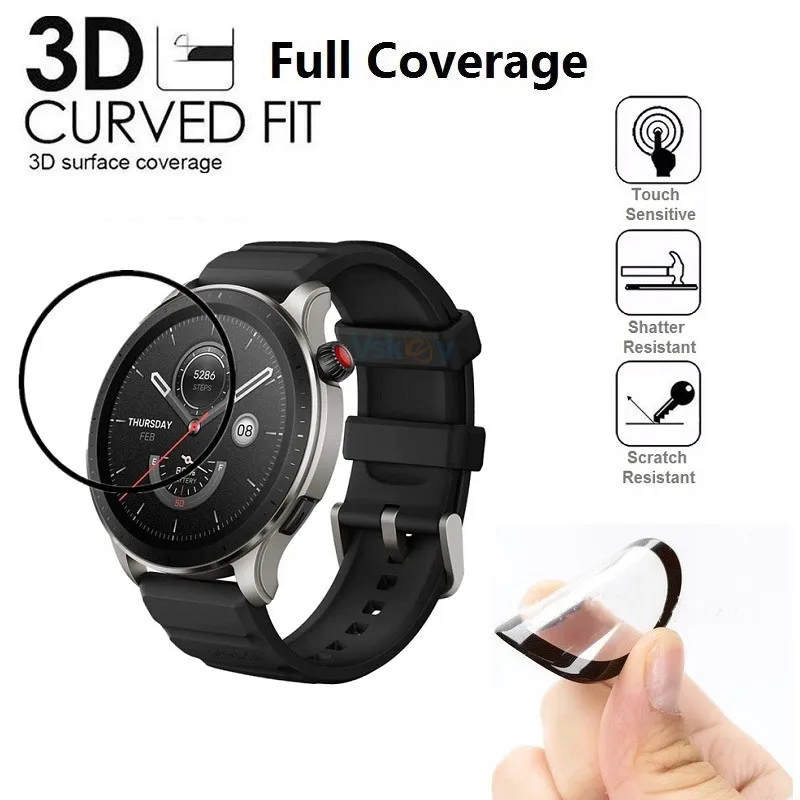 Pelindung layar lembut lengkung 3D 100 buah untuk jam tangan pintar Amazfit GTR Mini / GTR4 lapisan pelindung antigores penutup penuh