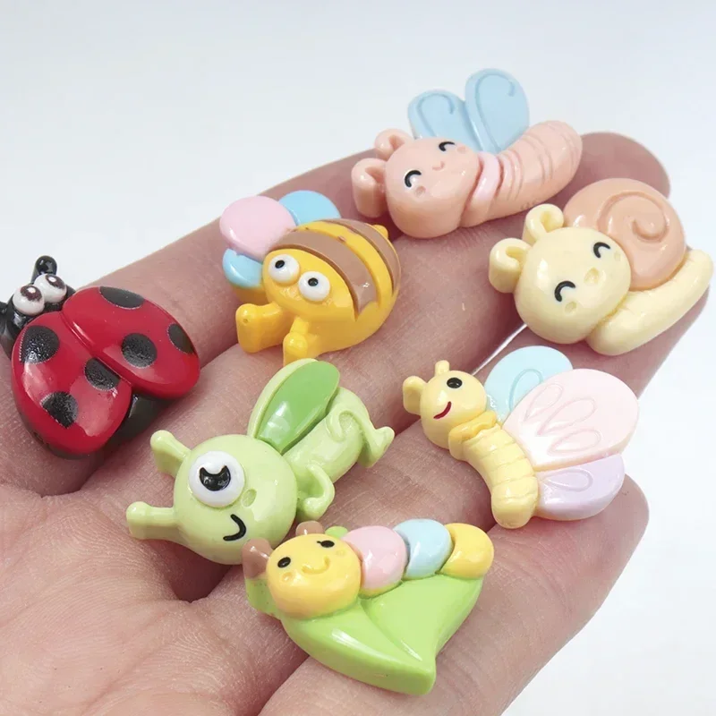 10/100Pcs Resin Bees Butterflies Snails Animals Series Flatback Cabochon Scrapbook DIY Craft Children Hairpins Decor Accessories