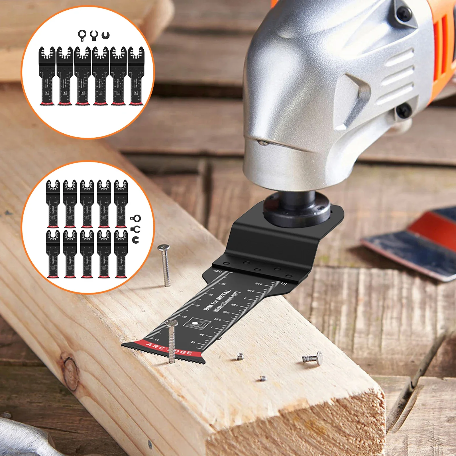 6/10Pcs Oscillating Saw Blades Extra-Long Arc Edge Multitool Blades Fast Cutting Blades Sharp Wear Resistant Oscillating Blades