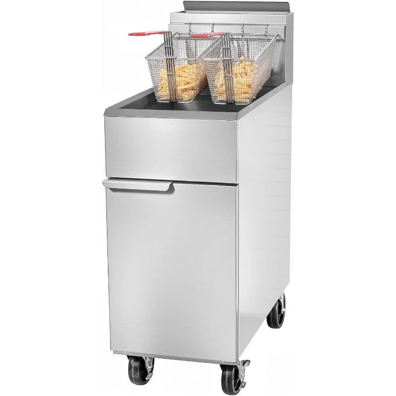 

Коммерческая фритюрница на природном газе, 120 000 БТЕ, 4 конфорки, напольная фритюрница, сертифицированная CSA фритюрница из нержавеющей стали с 2 корзинами