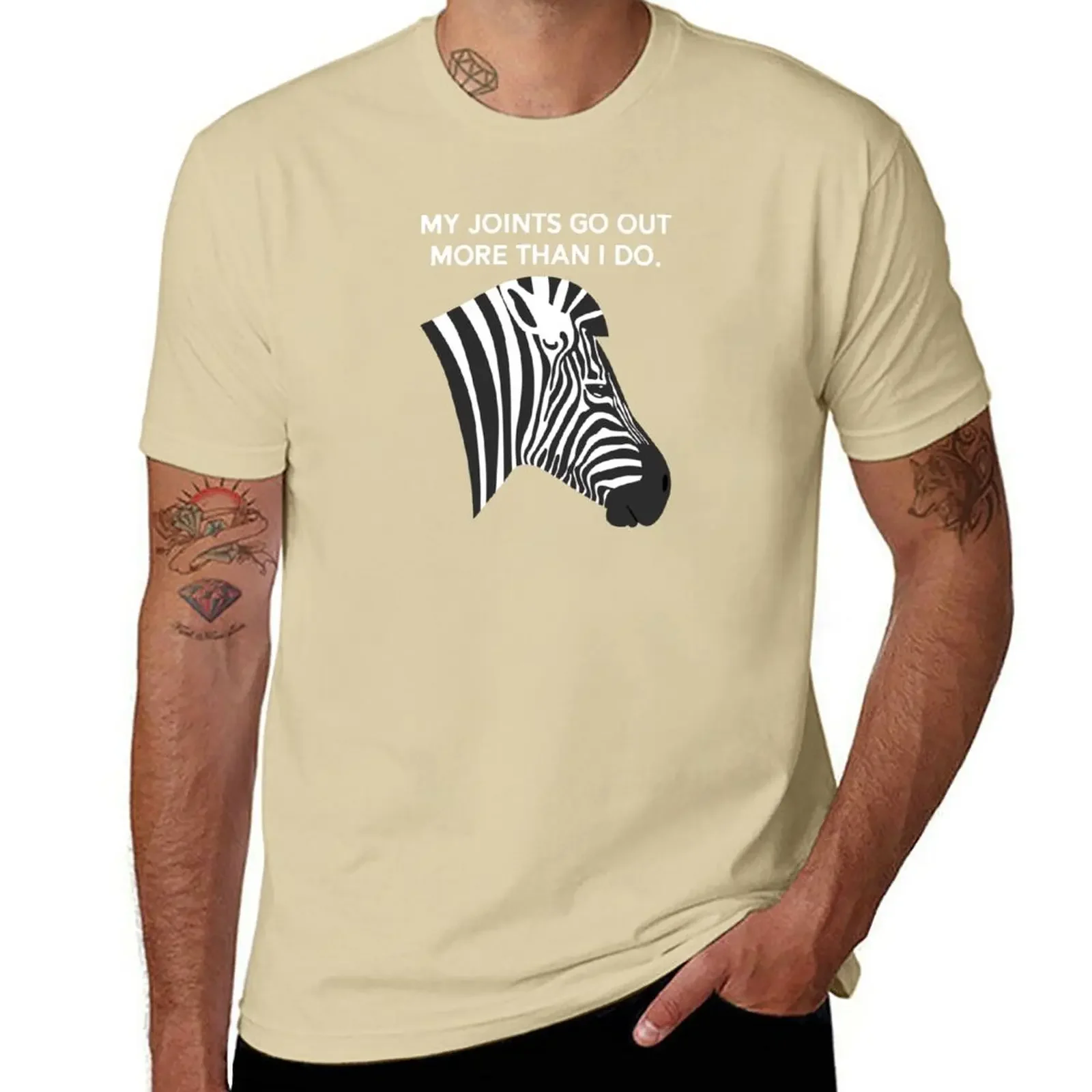 T-Shirt Blouse vintage men graphic t shirts cotton Ehlers Danlos Awareness My Joints Go Out More Than I Do Zebra Light Text