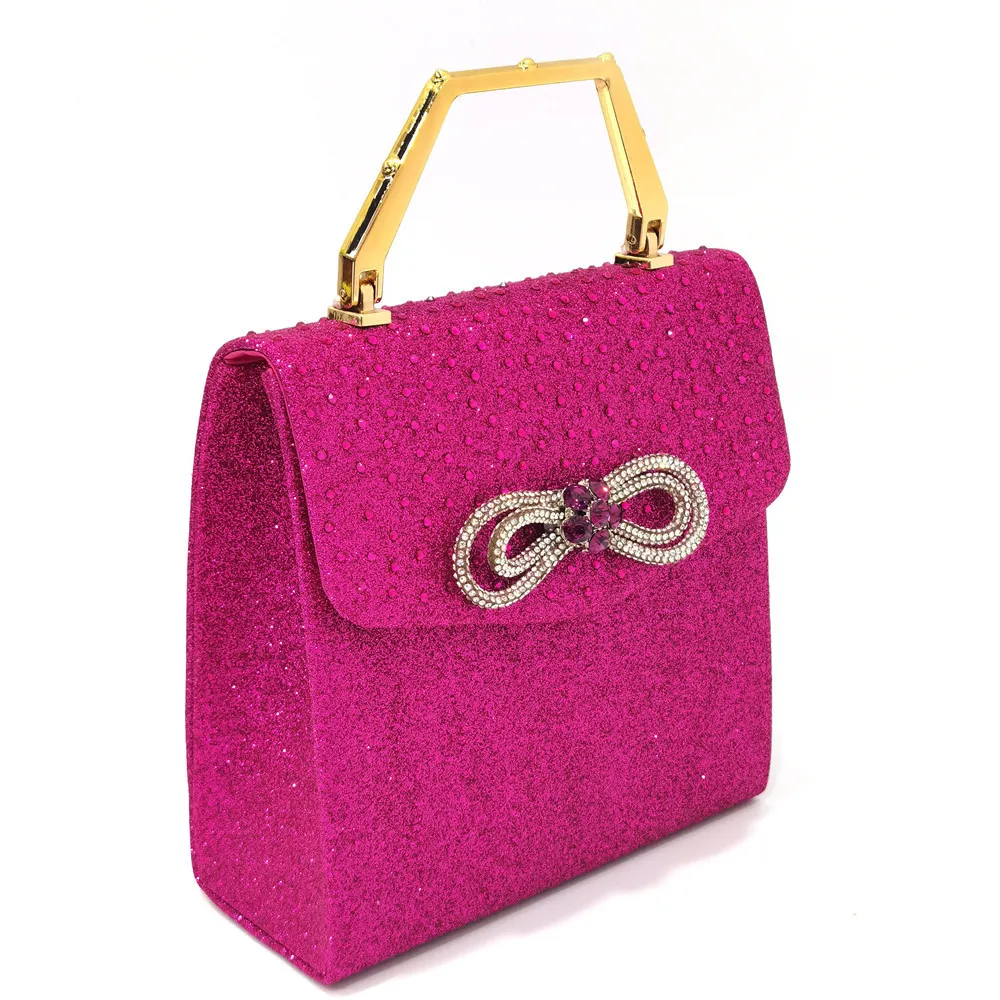 Luxuriöse Designer-Abendtasche für Damen mit Schleife, Wasserdiamanten und Kristallen – Modische Diamant-Handtasche für Partys – Detail 3