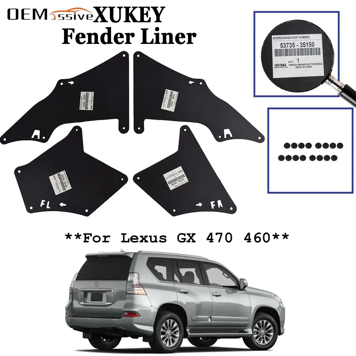 

For Lexus GX470 GX460 03-20 Mud Flaps Splash Guards Mudflaps Fender Liners Shield Apron Seal 53735-35150 53736-35150 53886-35020