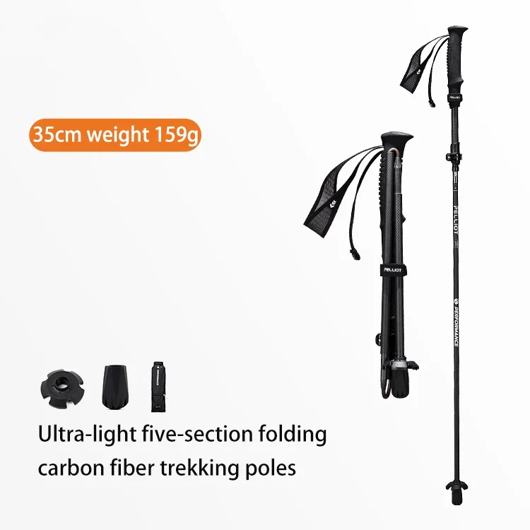 

3k carbon fiber folding ultra-light 159g walking sticks professional hiking sticks outdoor mountain 5 section trekking poles