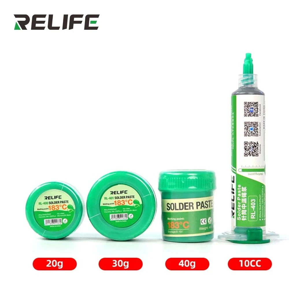 RELIFE Tin Soldering Paste Sn63 Pb67 183 Degree Medium Temperature No-Clean Flux Rosin For BGA PCB SMT Reballing Welding Repair