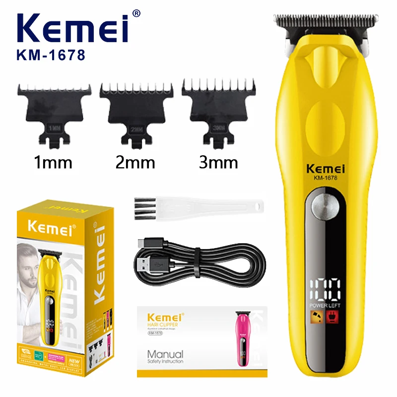 Kemei Original Hair Clipper Portable Electric Hair Trimmer Cordless Trimmer for Men Rechargeable Hair Cutting Machine KM-1678