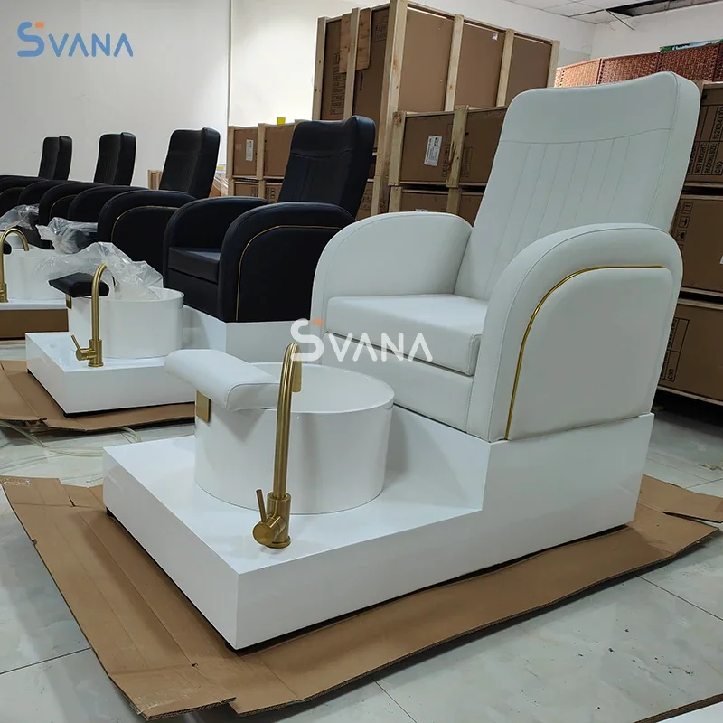 Nail Salon Furniture Black White Fiberglass Basin Pipeless Electric Foot Spa Pedicure Chair With Light Surfing