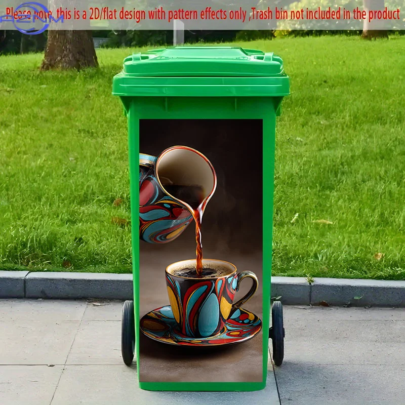 2D Flat Printing 1pc 2D Pattern Printed Kitchen Trash Can Sticker xcm 