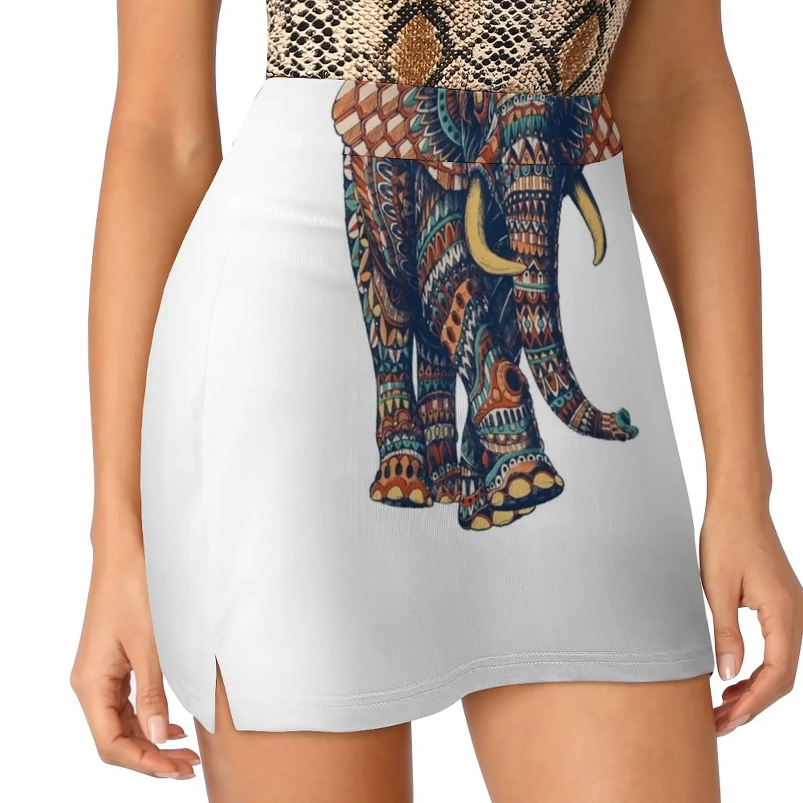 Ornate Elephant V2 ( Color Version ) Women's skirt Y2K Summer Clothes 2022 Kpop Style Trouser Skirt With Pocket Elephant