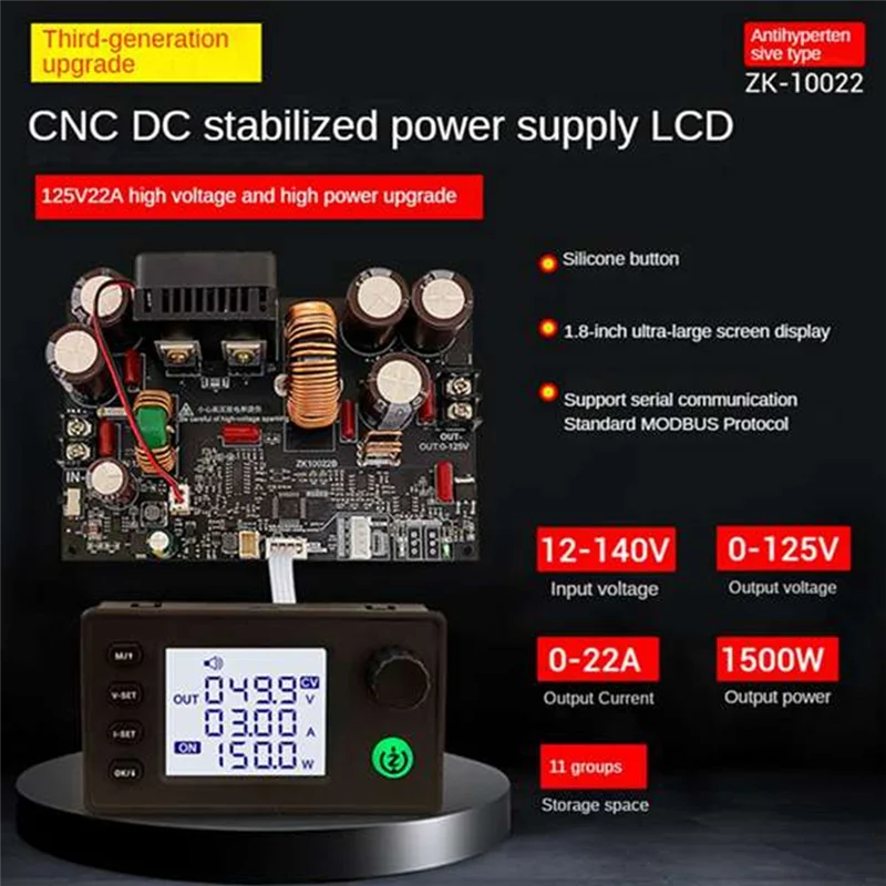 ABSY Alimentatore CC regolabile da 1500 W ZK-10022 125 V 22 A Tensione stabilizzata Tensione costante Modulo step-down a corrente costante