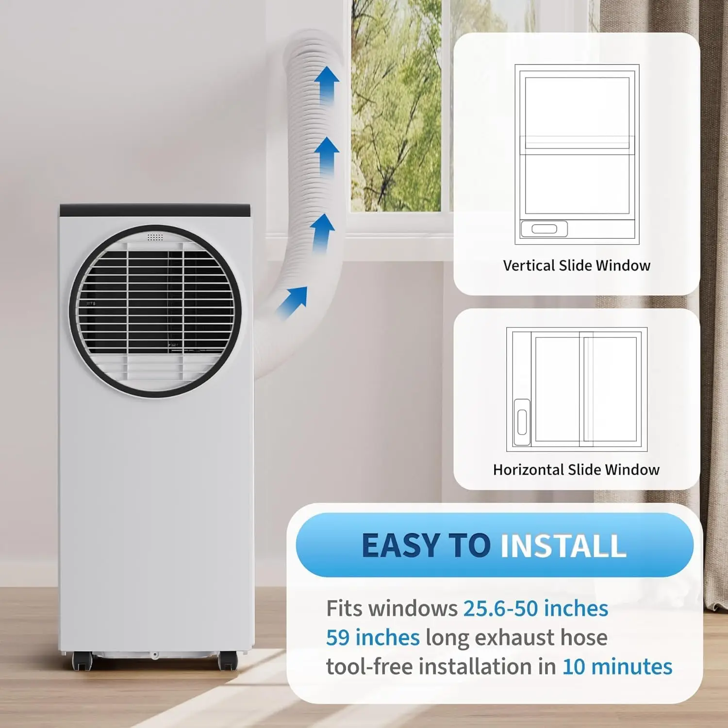 Portable Air Conditioner 8000 BTU, 3-in-1 Cool/Dehumidifier/Fan AC Unit with Remote & 24H Timer, Cools Up to 350 Sq.Ft for Bedroom, Office — Portable