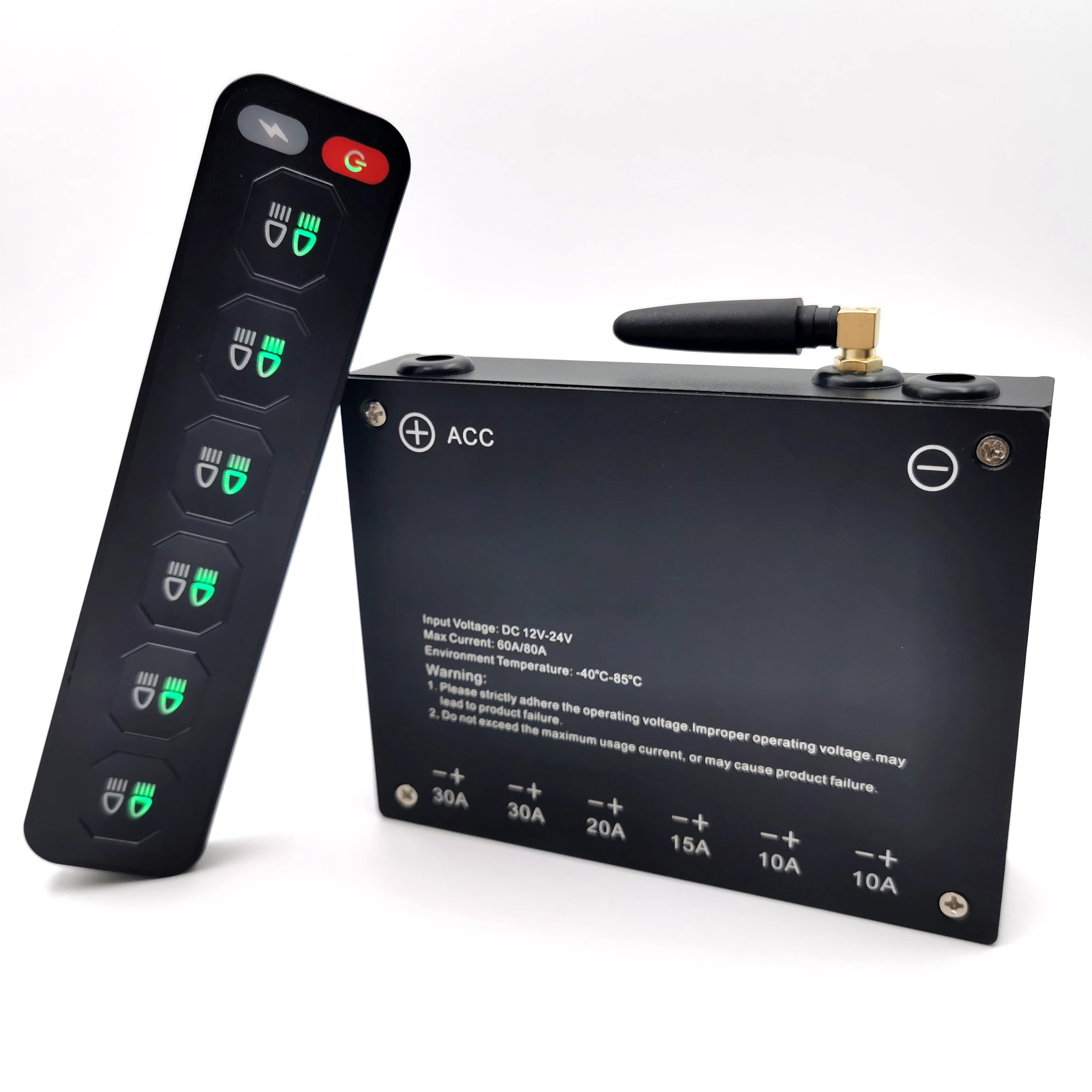 

80A 12V 24V ACC Line 6 Gang Wireless Control Switch Panel Universal for Offroad Vehicles Boats Atv Utv Suv
