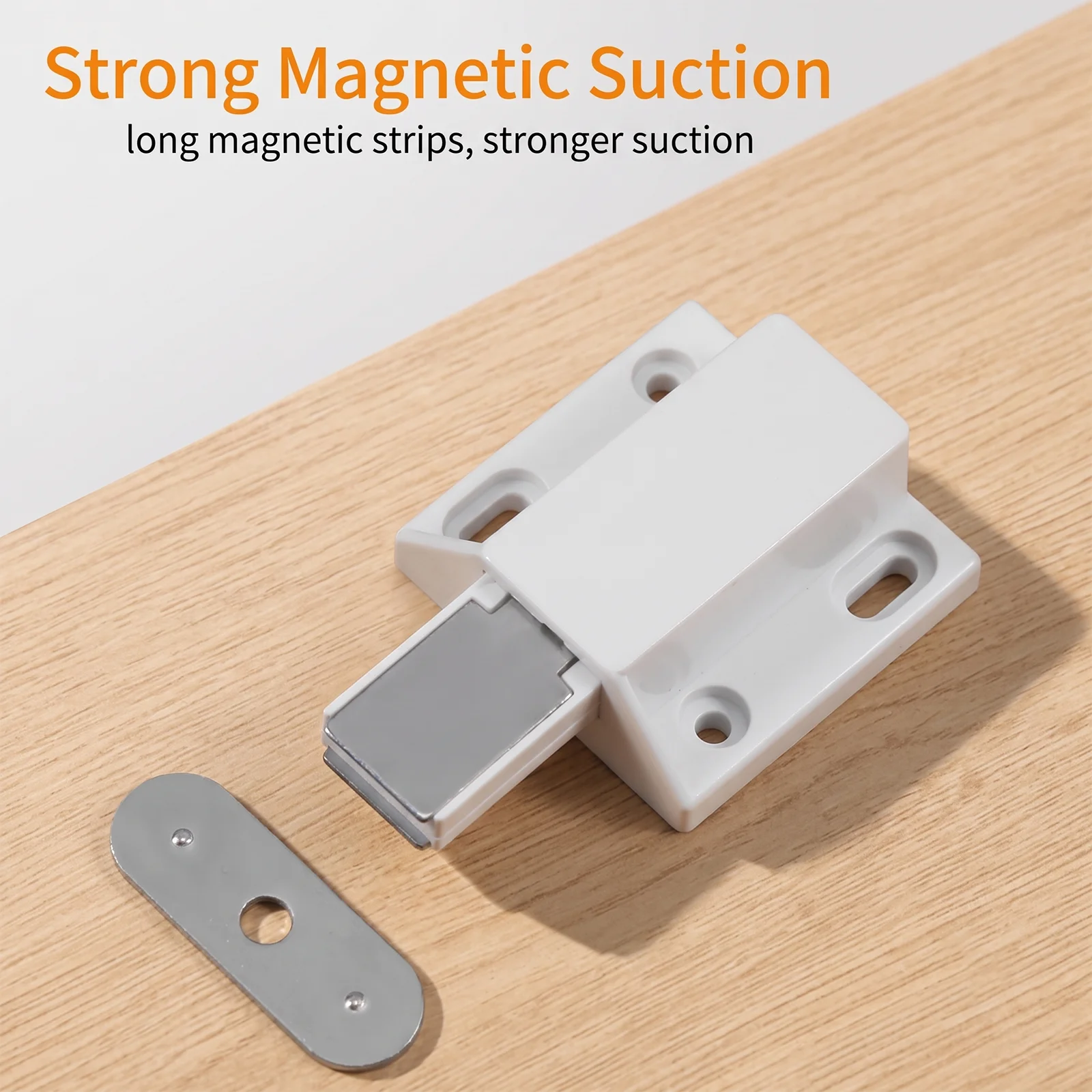 Magnetic Push Latch Catch, No-Handle Cabinet Door Touch Latch for Push-to-Open, Single or Double Collision, Multiple Uses