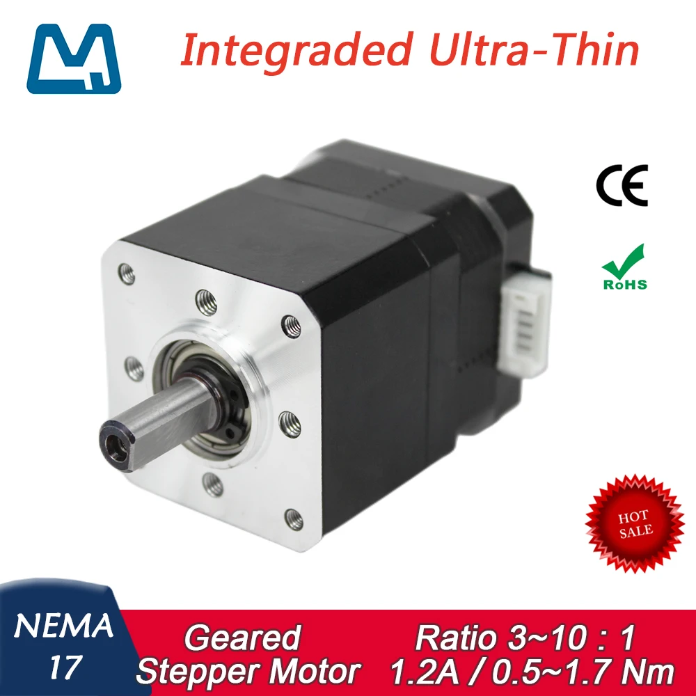 NEMA 17 Planetary Gearbox 1.2A Geared Stepper Motor Ratio 3:1 Integraded Ultra Thin