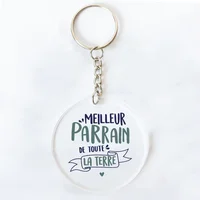 Je vous soyez ma marraine et parrain imprimé porte-clés Marraine Parrain demande chaîne acrylique porte-clés merci meilleure idée cadeaux 16