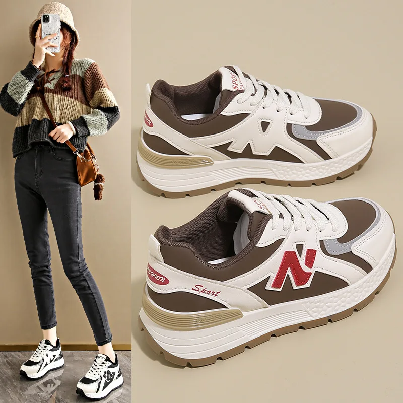 Forrest Gump Shoes Women Spring and Autumn New Fashion Hundreds of Sports Shoes Thick Bottom Higher N Word Dad Shoes