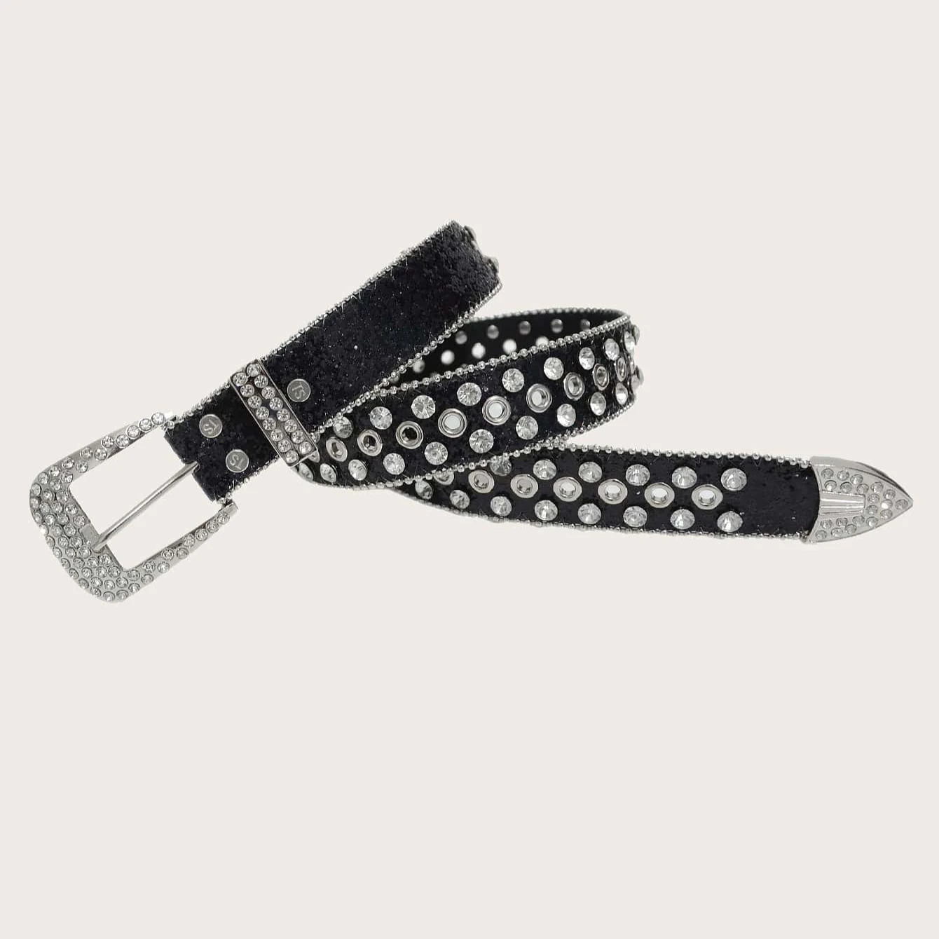 Multi Color Men and Women Rhinestone Beaded Belt 115cm Long All Waist Size Eyelet Pin Buckle Sparkling Leather Belts