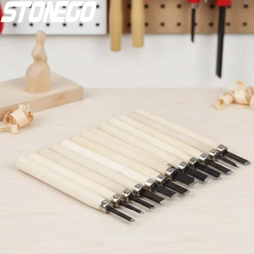 Professional 12PCS Wood Carving Chisels Set Hand Tools DIY Detailed Woodworking Cutting Tools