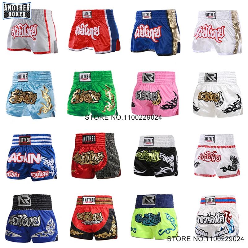 

Short Muay Thai Man Breathable Boxing Shorts Women Child Embroidered Sanda Martial Arts MMA Gear Gym Cage Fight Kickboxing Pants