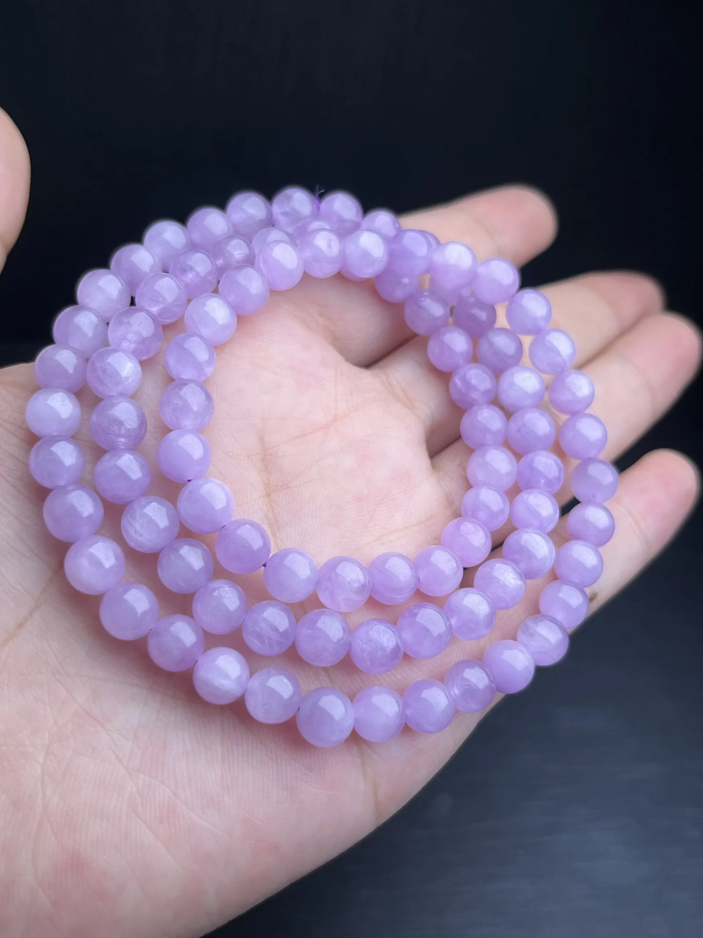 

6.8MM Natural Kunzite Triple Circle Bracelet Healing Fengshui Fashion Personalized Men Women Holiday Gift 1PCS