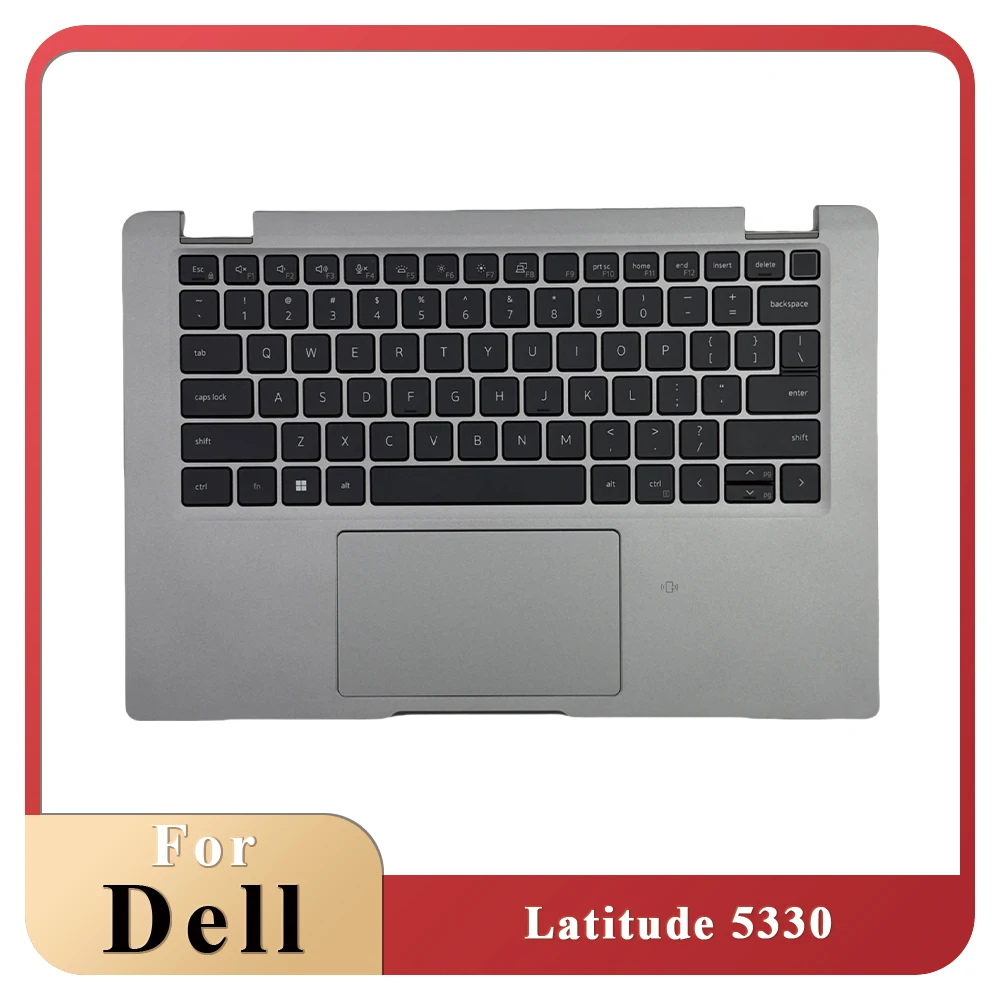 Novo para dell latitude 5330 plamrest retroiluminado teclado dos eua touchpad alto-falantes montagem capa superior prata 020pmg